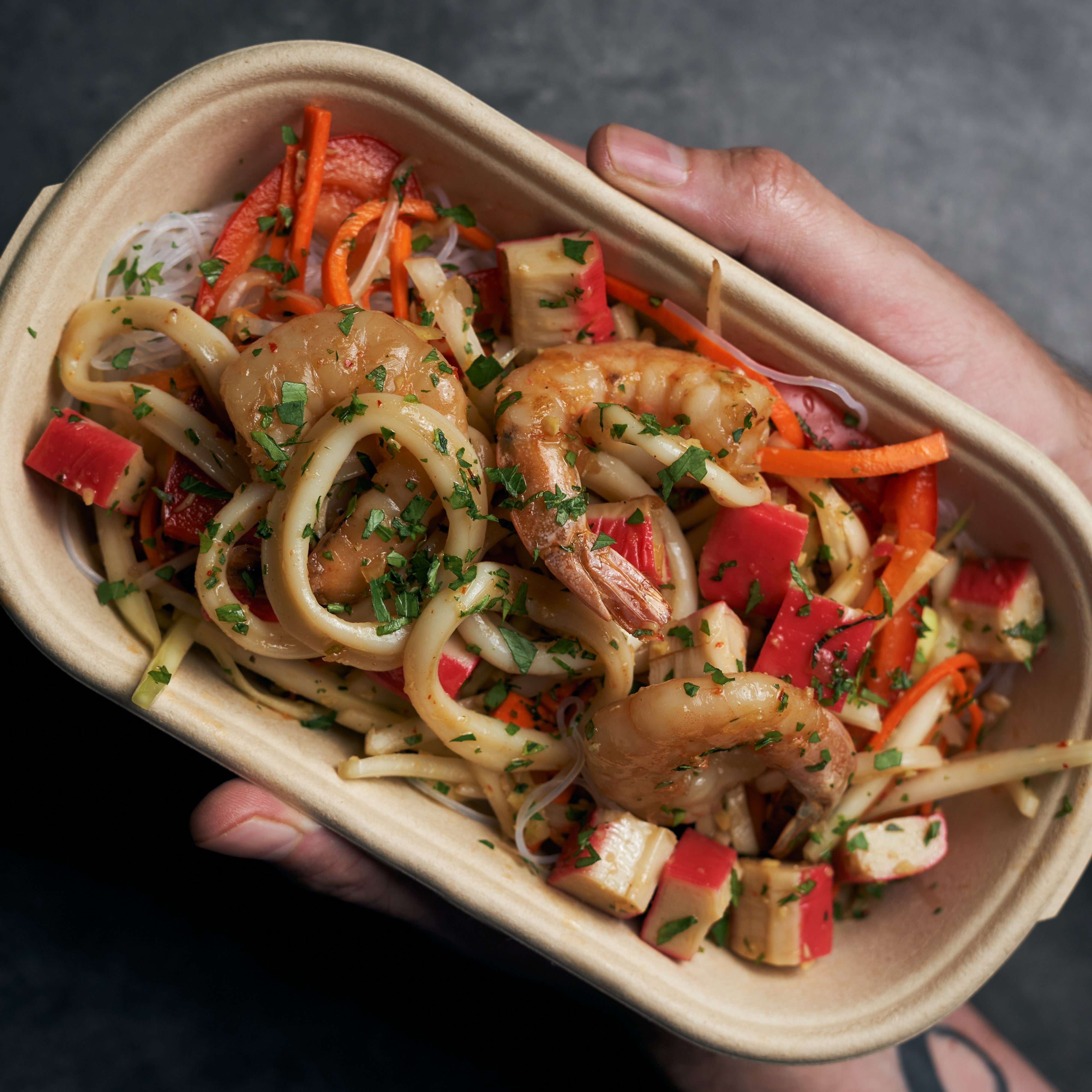 Thai Green Papaya & Seafood Salad with Nahm Jim & Vermicelli Noodles