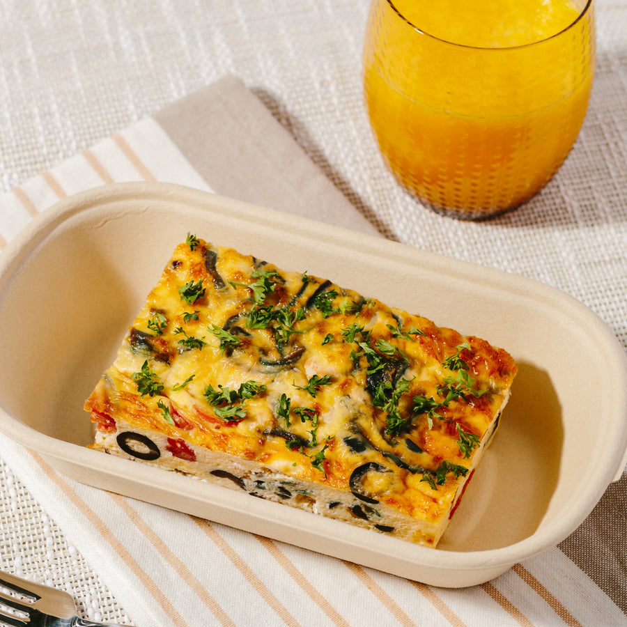 Smoked Salmon Frittata with Sliced Onion, Spinach & Cream Cheese