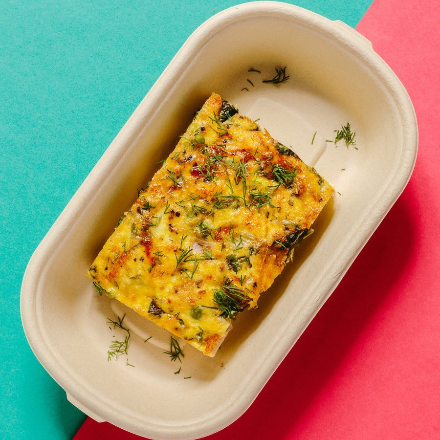 Spinach Frittata with Red Onions, Tomato, Haloumi Cheese & Za'atar