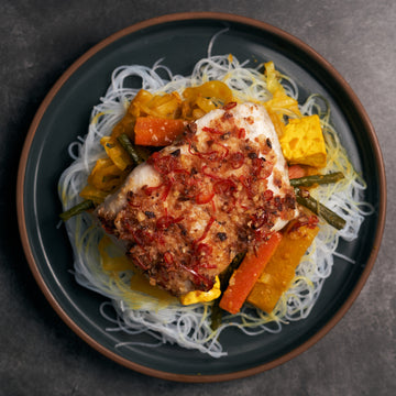 Peranakan Chili Baked Snapper with Sayur Lodeh & Rice Vermicelli Noodles