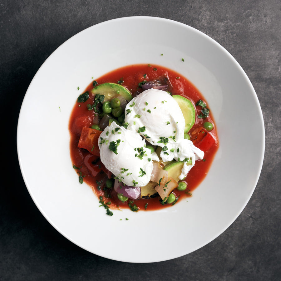 Poached Eggs Shakshuka with Mixed Vegetables
