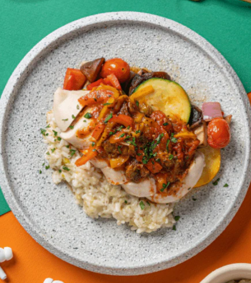 Chicken a La Romana with Mixed Roasted Vegetables