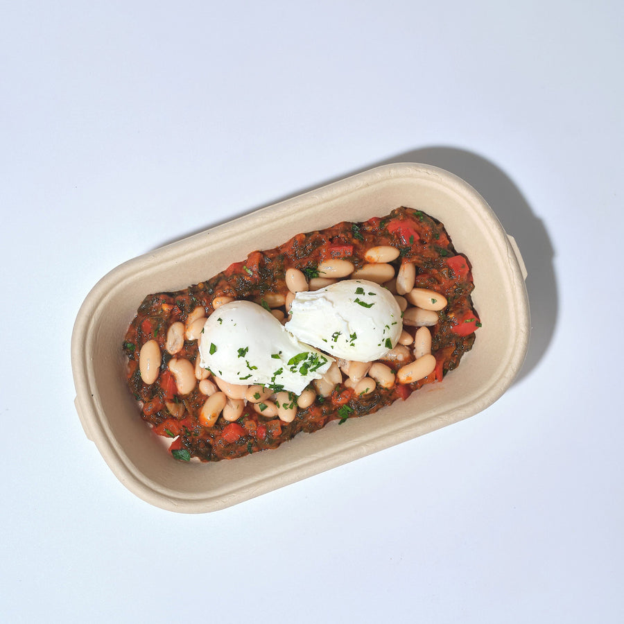 Poached Egg Shakshuka with Beans