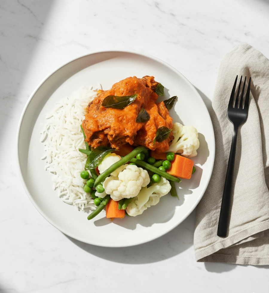 Lamb Curry with Tomato, Cauliflower & Green Beans
