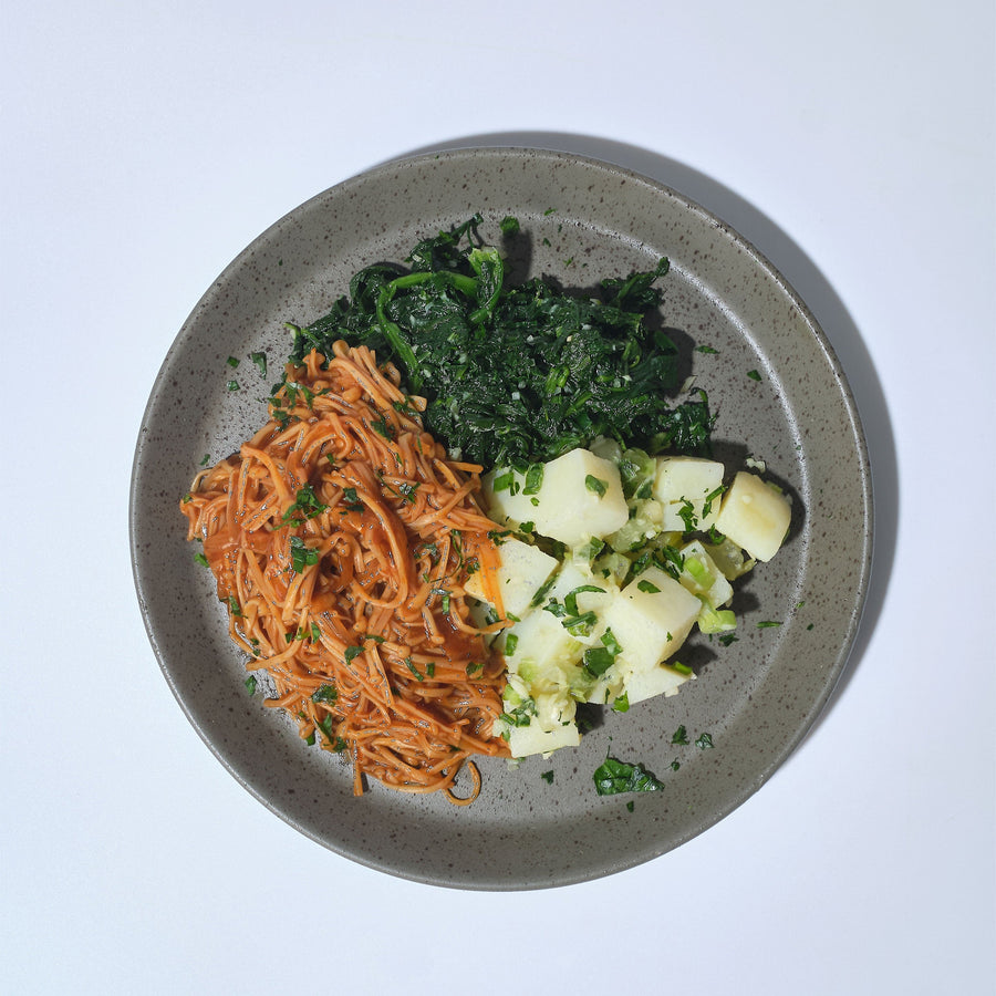 Enoki Mushrooms with Mexican Street Corn, Queso & Chipotle Lime Roasted Sweet Potatoes