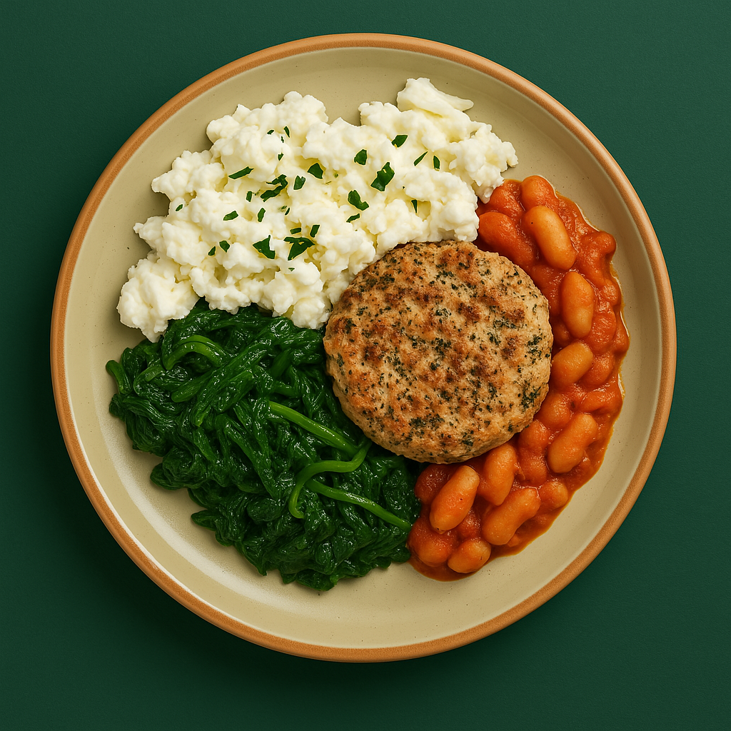 Scrambled Egg White with House-Made Italian Sausage & Low Fat Tuscan Baked Beans
