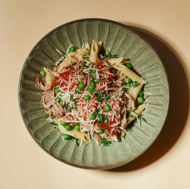 Slow Cooked Pasture Fed Lamb Ragu with Peas, Chili, Parmesan & Cauliflower Rice