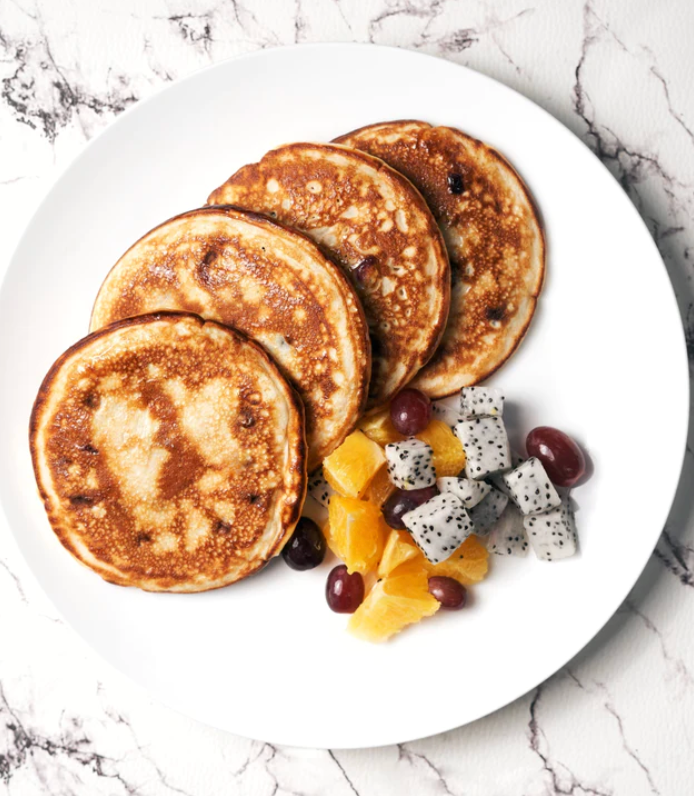 Raspberry & Lemon High Protein Pancakes with Raspberry Yogurt