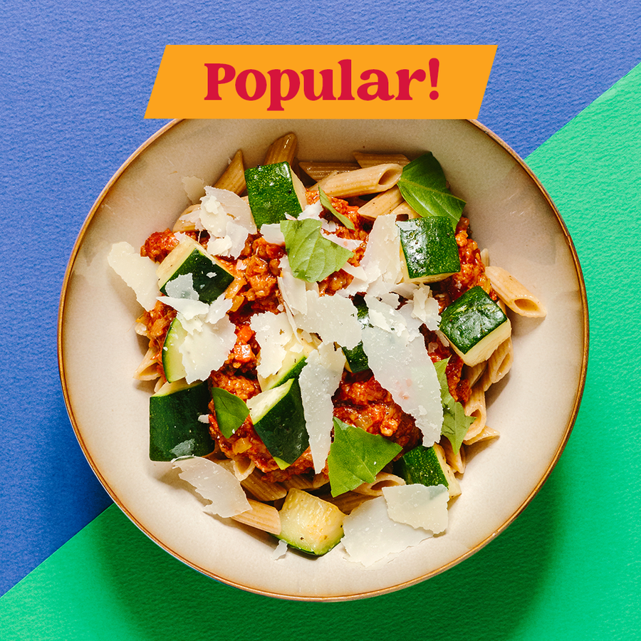 Plant Based Beef Bolognese with Zucchini & Whole Wheat Penne