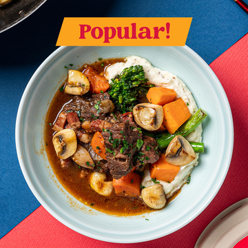 Classic French Beef Bourguignon with Pearl Onions & Roasted Root Vegetables